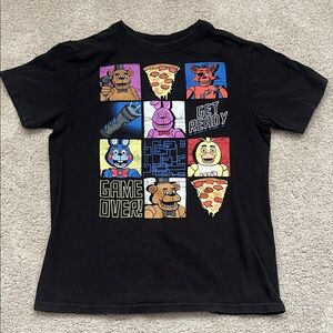 Five Nights at Freddy's Black Kids Short Sleeve Graphic Tee